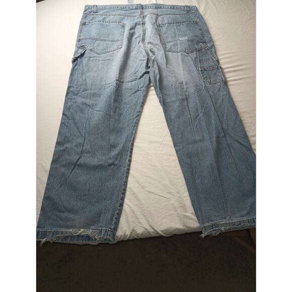 Mens Levis Baggy Denim Carpenter Jeans Blue Faded Trashed Y2K Size 44x30 - Picture 3 of 5